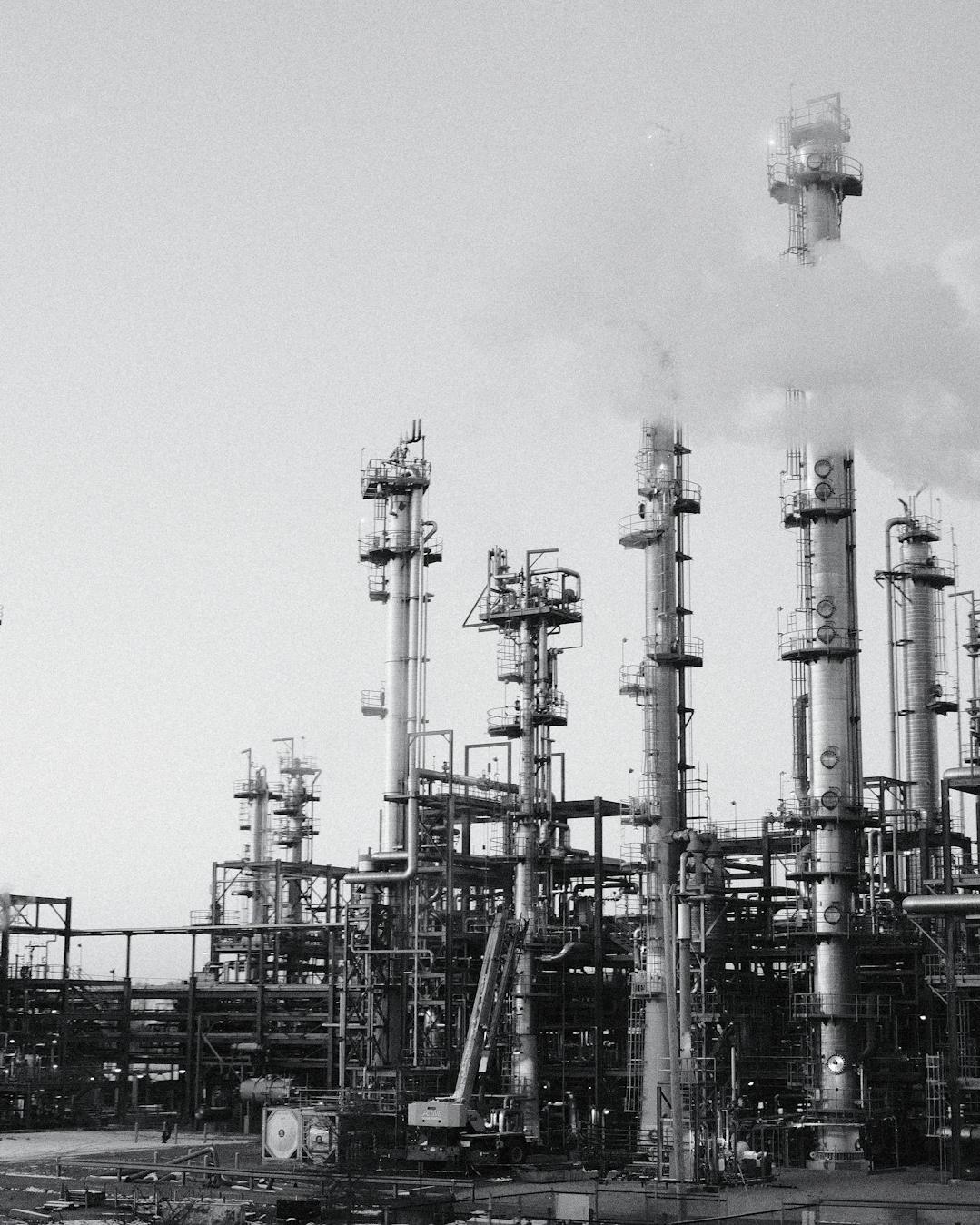 A refinery's towers and pipework